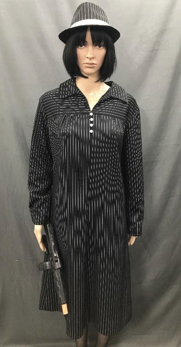 1920’s Gangster Moll Pin Stripe Dress Plus Size - Hire - The Costume Company | Fancy Dress Costumes Hire and Purchase Brisbane and Australia