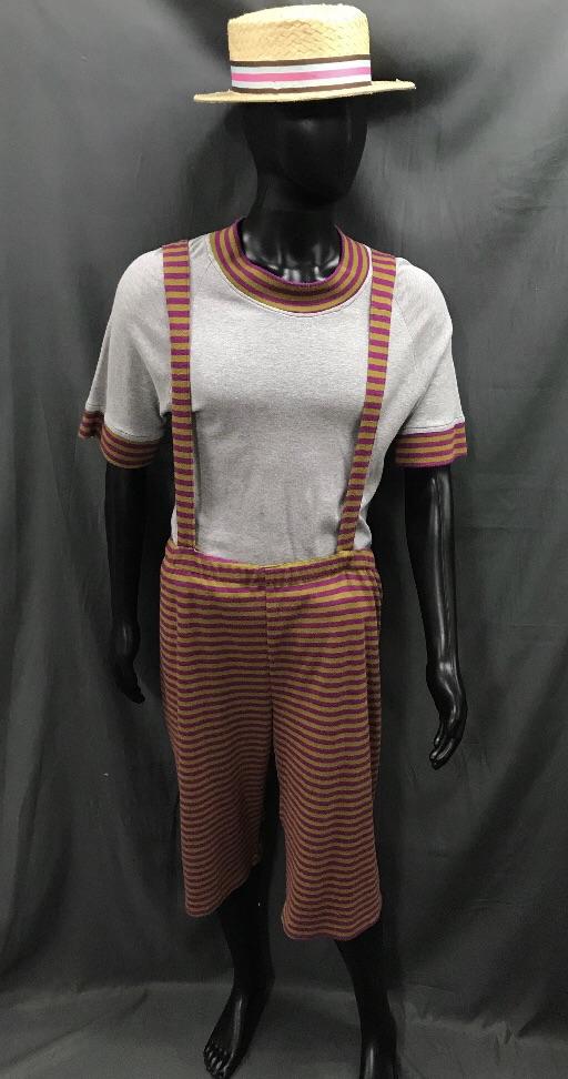 1920s Simmers Brown and Orange Stripe with Boater Hat - Hire - The Costume Company | Fancy Dress Costumes Hire and Purchase Brisbane and Australia