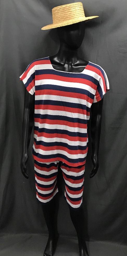 1920s Simmers Red, Blue and White Stripe with Boater Hat - Hire - The Costume Company | Fancy Dress Costumes Hire and Purchase Brisbane and Australia