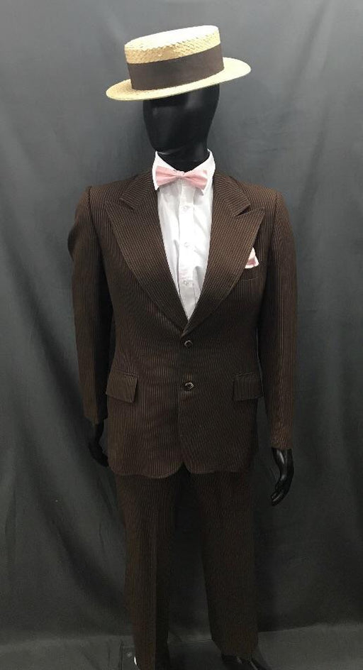 1920s Suit Brown Pinstripe - Hire - The Costume Company | Fancy Dress Costumes Hire and Purchase Brisbane and Australia