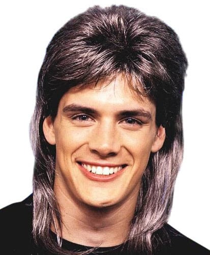 Mullet Streaked Brown 80s Wig - The Costume Company | Fancy Dress Costumes Hire and Purchase Brisbane and Australia