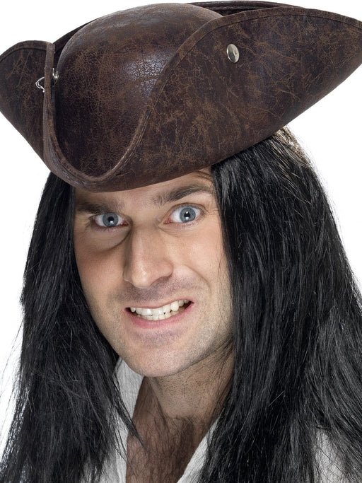 Tricorn Leather Look Pirate Hat | Buy Online - The Costume Company | Australian & Family Owned 
