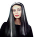 Long Black with White Streak Lily Style Wig - Buy Online - The Costume Company | Australian & Family Owned 
