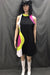 60-70s Ladies - Black Mod Dress with Pink and Green - Hire