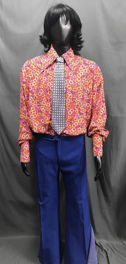 60-70s Mens Costume - Pattern Shirt with Blue Pants - Hire - The Costume Company | Fancy Dress Costumes Hire and Purchase Brisbane and Australia