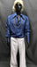 60-70s Mens Disco Costume - Blue Shirt with White Flares - Hire - The Costume Company | Fancy Dress Costumes Hire and Purchase Brisbane and Australia