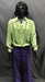 60-70s Mens Disco Costume - Green Shirt with Purple Flares - Hire - The Costume Company | Fancy Dress Costumes Hire and Purchase Brisbane and Australia