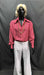60-70s Mens Disco Costume - Red Stripe Shirt with White Flares - Hire - The Costume Company | Fancy Dress Costumes Hire and Purchase Brisbane and Australia