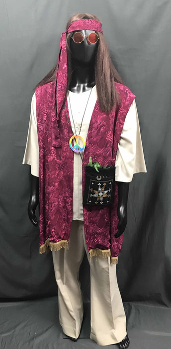 60-70s Mens Hippie Costume - Bright Vest with Flares - Hire - The Costume Company | Fancy Dress Costumes Hire and Purchase Brisbane and Australia