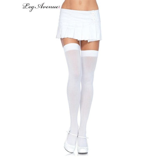 Opaque Nylon White Thigh Highs | Buy Online - The Costume Company | Australian & Family Owned 