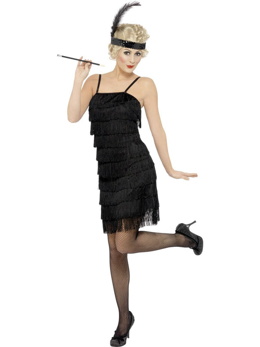 Flapper Dress Black Fringe Costume