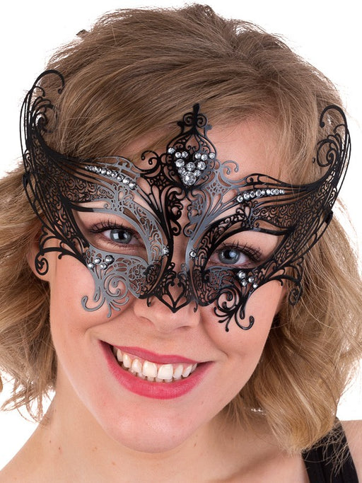 Champagne Metal Eye Mask with Clear Jewels |  Buy Online - The Costume Company | Australian & Family Owned 