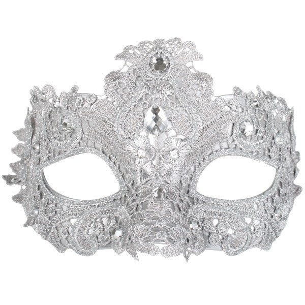 Crystal Lace Silver Eye Mask | Buy Online - The Costume Company | Australian & Family Owned 