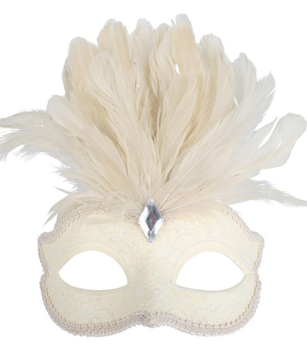 Daniella Cream Feathered Eye Mask | Buy Online - The Costume Company | Australian & Family Owned 