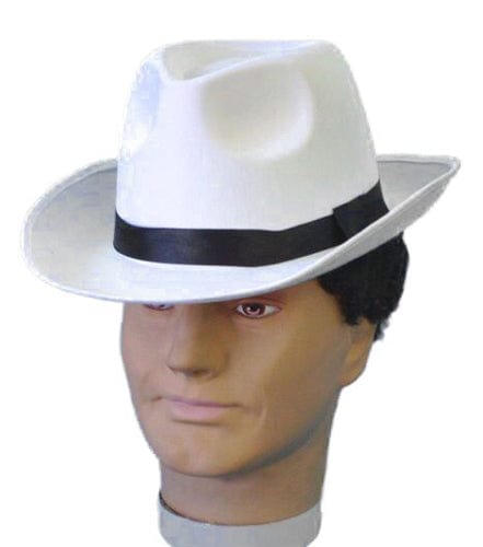 Gangster Fedora Hat - White - The Costume Company | Fancy Dress Costumes Hire and Purchase Brisbane and Australia