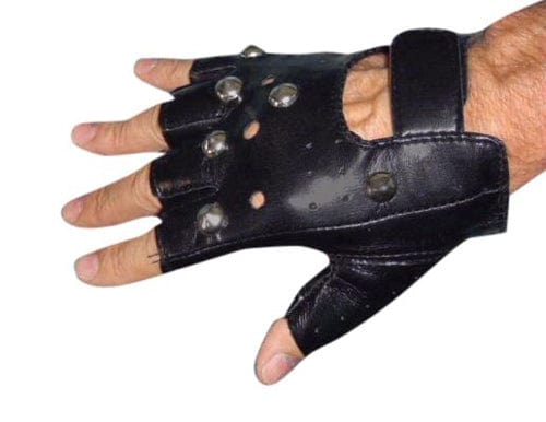 Gloves Black Studded Fingerless - The Costume Company | Fancy Dress Costumes Hire and Purchase Brisbane and Australia