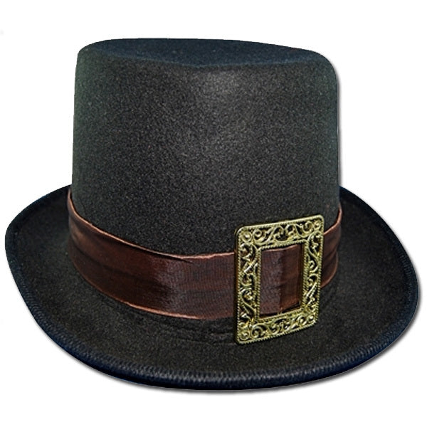 Steampunk Top Hat with Buckle - Black