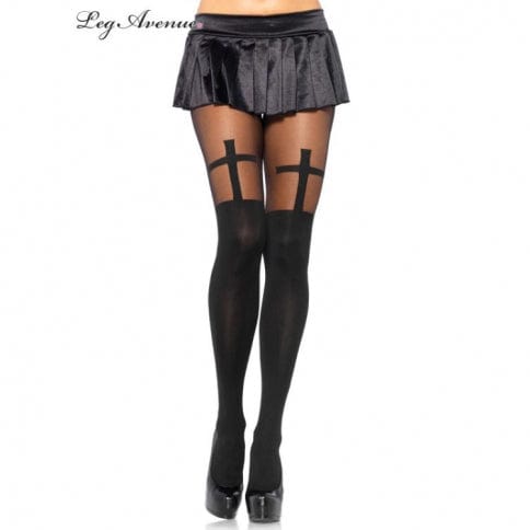 Spandex Opaque Cross Stockings | Buy Online - The Costume Company | Australian & Family Owned 