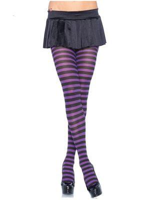 Black and Lime Stripe Tights - The Costume Company