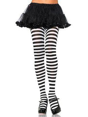 Black and Lime Stripe Witch Tights