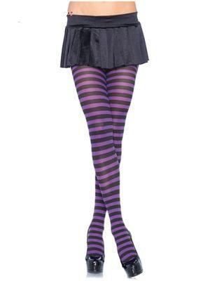 Black and Royal Blue Stripe Tights - The Costume Company