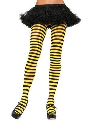 Black and Lime Stripe Witch Tights