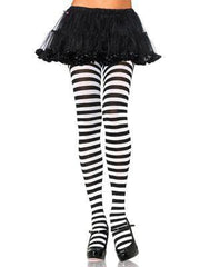 Black and Lime Stripe Witch Tights