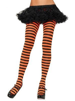 Black and Lime Stripe Witch Tights