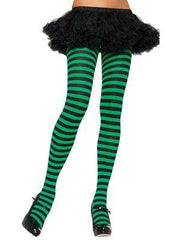 Black and Lime Stripe Witch Tights