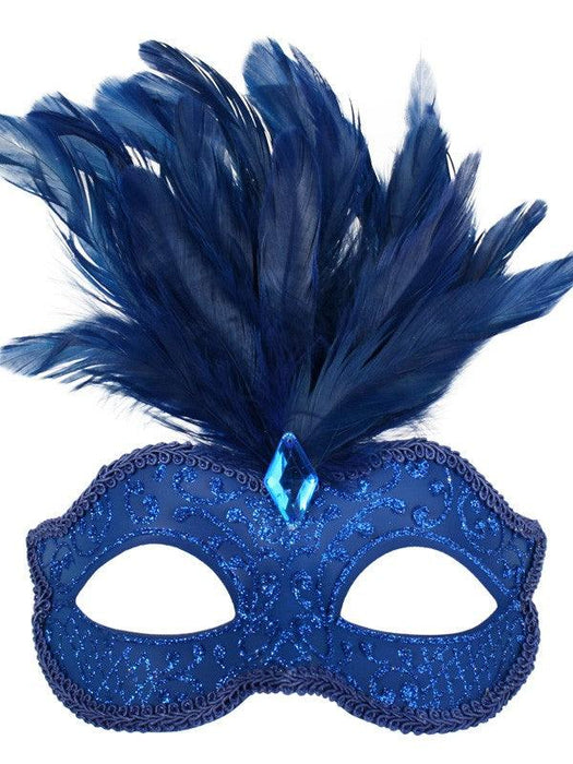 Daniella Blue Feathered Eye Mask | Buy Online - The Costume Company | Australian & Family Owned 