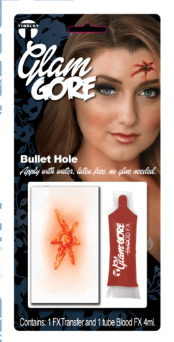 Bullet Hole with Blood 3D Transfers - Buy Online Only - The Costume Company