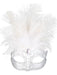 Carmela White Feathered Eye Mask | Buy Online - The Costume Company | Australian & Family Owned 