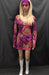 Copy of 60-70s Ladies - Pink Dress with Green and Purple Flowers - Hire - The Costume Company | Fancy Dress Costumes Hire and Purchase Brisbane and Australia
