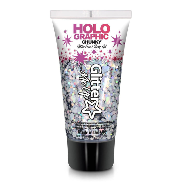 Cosmic Blue Holographic Chunky Glitter Gel 12ml - The Costume Company