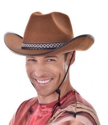 Cowboy Hat - Brown with Woven Band - The Costume Company