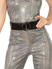 Disco Diva Silver Jumpsuit Costume 