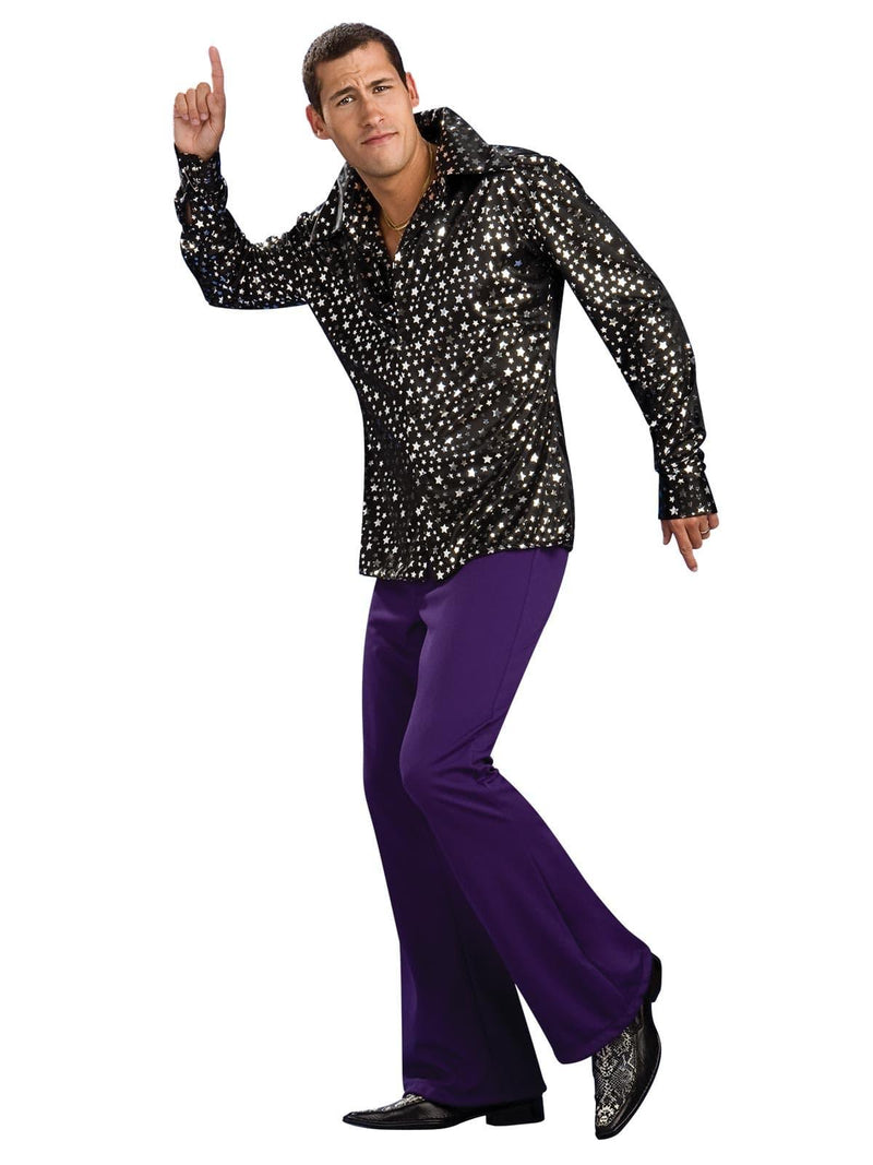 Disco Shirt Black with Silver Stars Costume 