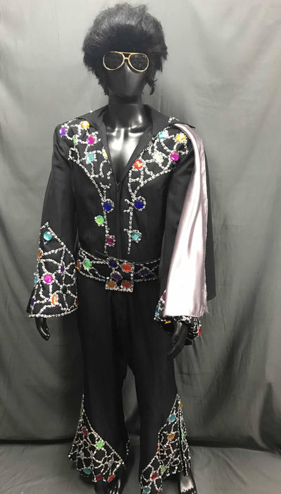 Elvis Style Jumpsuit Black - Hire - The Costume Company | Fancy Dress Costumes Hire and Purchase Brisbane and Australia