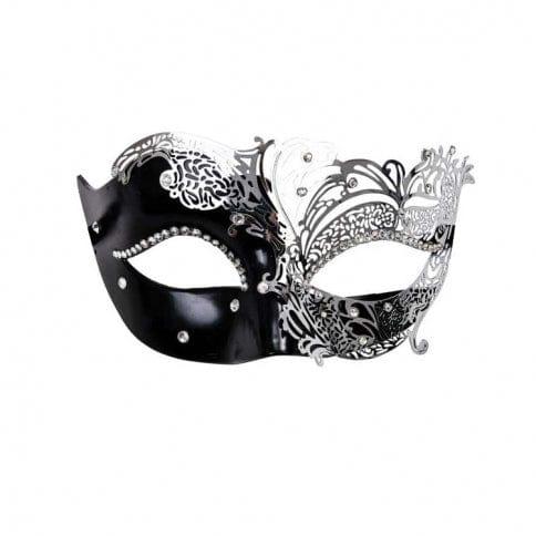 Filigree Black & Silver Masquerade Mask - The Costume Company