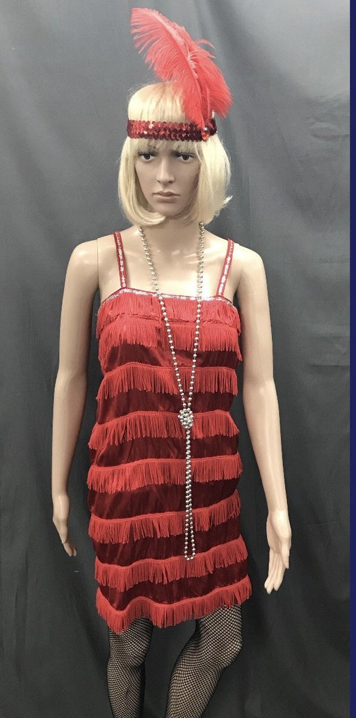 Flapper Dress Roaring 20's Red with Silver Sequins - Hire - The Costume Company | Fancy Dress Costumes Hire and Purchase Brisbane and Australia