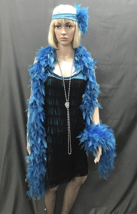 Flapper Roaring 20's Teal Dress with Black Trim - Hire - The Costume Company | Fancy Dress Costumes Hire and Purchase Brisbane and Australia