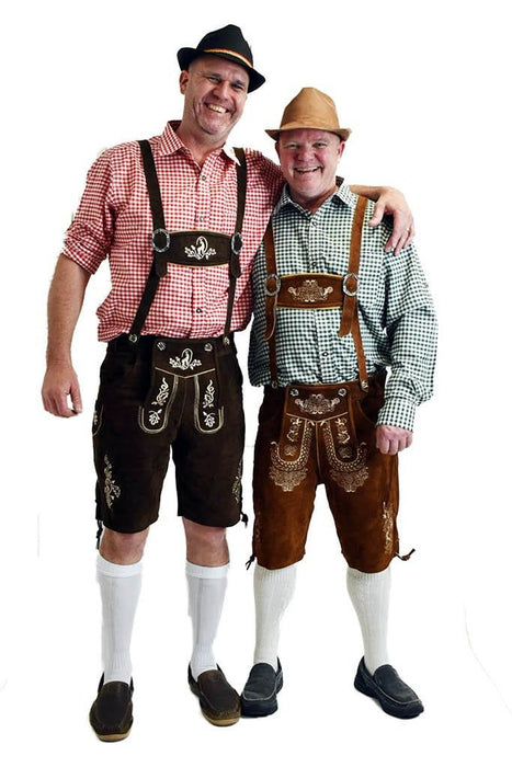 Genuine Premium Leather Oktoberfest Lederhosen With Pockets, And A Shirt - The Costume Company