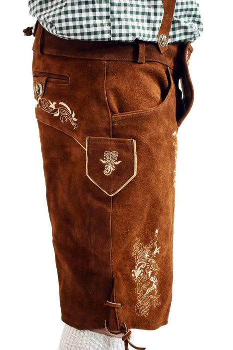 Genuine Premium Leather Oktoberfest Lederhosen With Pockets, And A Shirt - The Costume Company