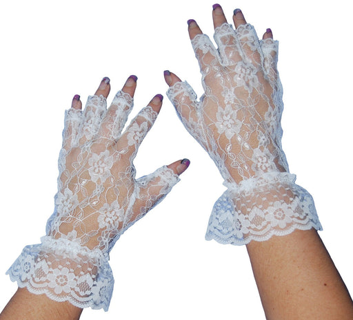 Gloves White Lace Fingerless - The Costume Company | Fancy Dress Costumes Hire and Purchase Brisbane and Australia