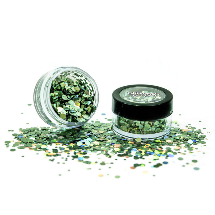 Green Envy Holographic Chunky Glitter Pot - The Costume Company