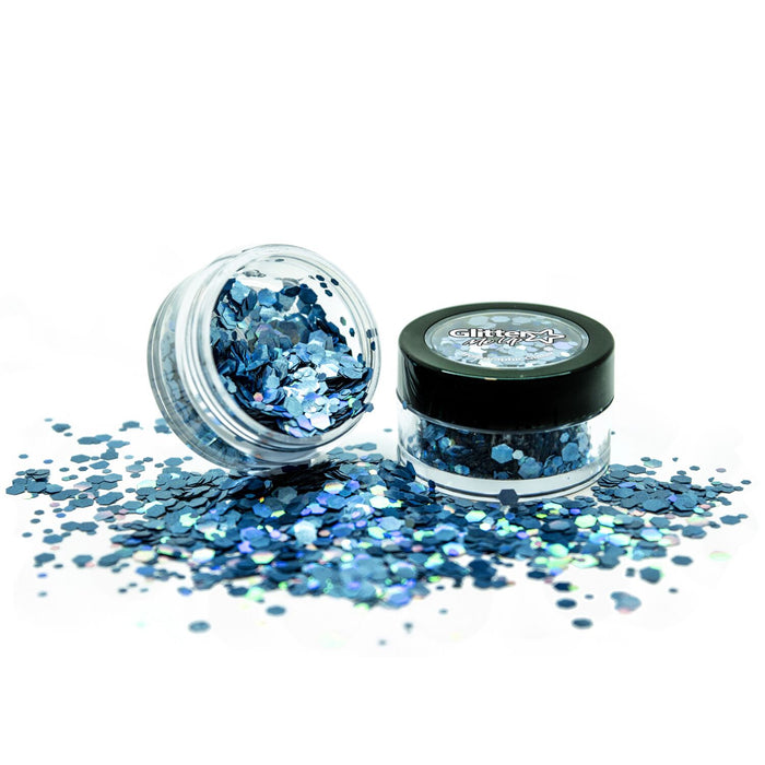 Cosmic Blue Holographic Chunky Glitter Pot