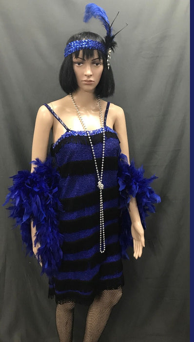 Flapper Dress Roaring 20's Blue and Black Shimmer - Hire