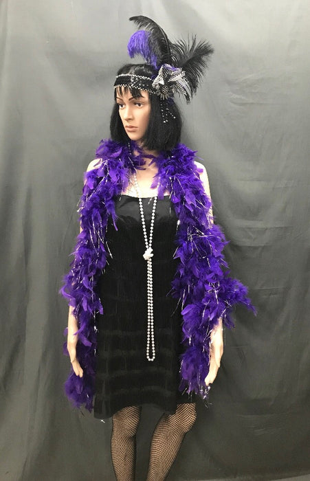Flapper Dress Roaring 20's Black and Purple - Hire