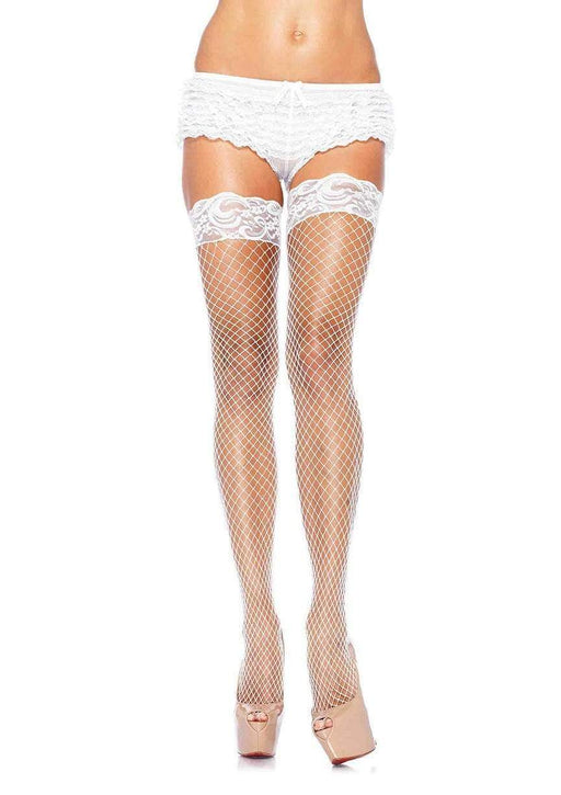 Stay Up White Lycra Fishnet Thigh Highs |  Buy Online - The Costume Company | Australian & Family Owned 