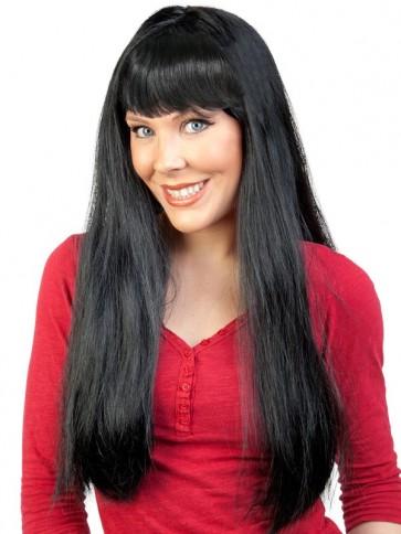 Long Black Wig with Fringe - Buy Online - The Costume Company | Australian & Family Owned 
